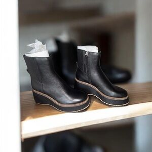 Dolce Vita Black Wedge Ankle Boots